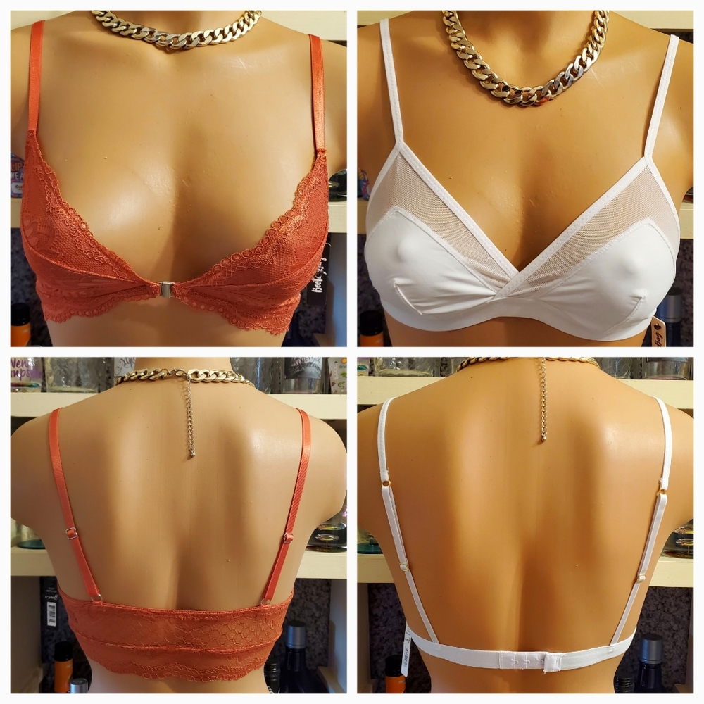 BootayBag Bralette Lingerie XS Orange #BB87114 White #BB87464 Lot of 2 NWT
